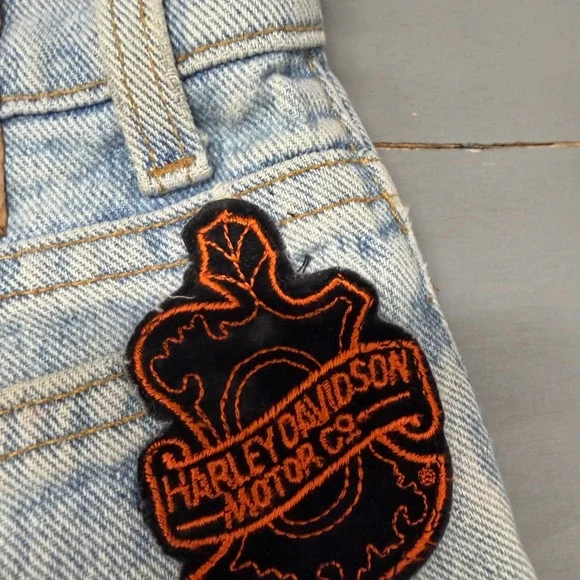 Levi's 550 Relaxed Fit Jeans Light Wash Harley Davidson Patch Made in USA 32x30 - Picture 3 of 7